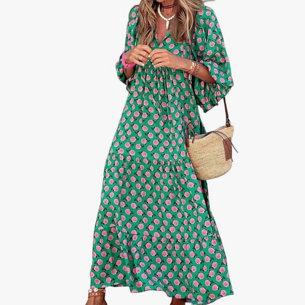 Floral Green Maxi Dress